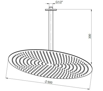 GPD Ankastre Duş Başlığı Oval Slim Metal Ø50 cm ADS26