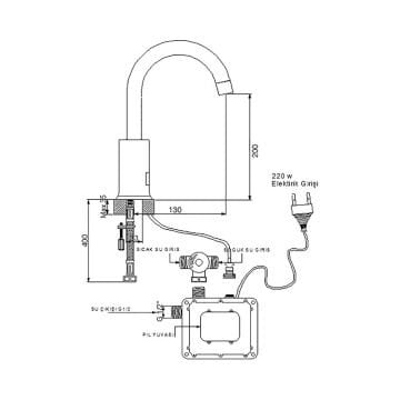 Fause Fotoselli Lavabo Bataryası Çift Su Girişli KFB105-2