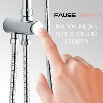 Fause Kolonlu Tepe Duş Seti Slim Çelik Başlıklar KDS101