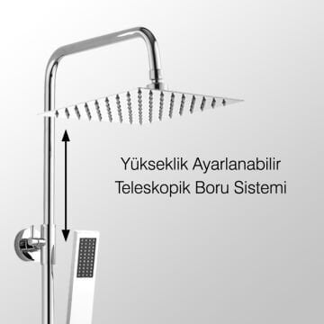 Fause Teleskopik Kolonlu Tepe Duş Seti Pirinç El Başlıklı KDS102-2