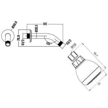 Fause Ankastre Duş Başlığı Tek Fonksiyon 7 cm KTD123