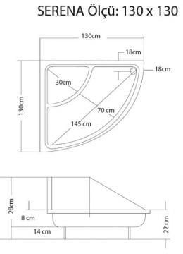 S'tina Oval Oturmalı Duş Teknesi Serena 130x130 cm