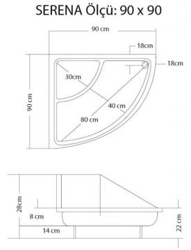 S'tina Oval Oturmalı Duş Teknesi Serena 90x90 cm