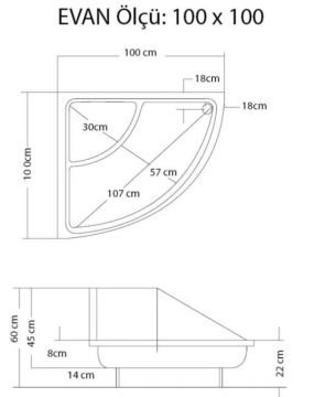 S'tina Oval Oturmalı Duş Teknesi Evan 100x100 cm