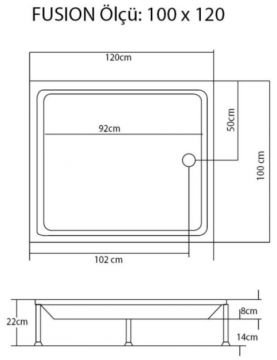 S'tina Dikdörtgen Duş Teknesi Fusion 100x120 cm