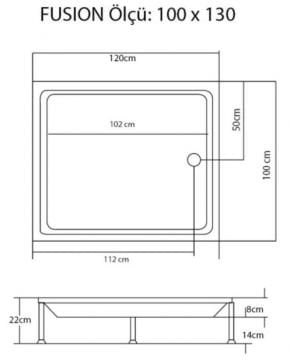 S'tina Dikdörtgen Duş Teknesi Fusion 100x130 cm