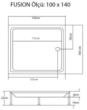 S'tina Dikdörtgen Duş Teknesi Fusion 100x140 cm