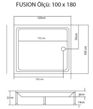 S'tina Dikdörtgen Duş Teknesi Fusion 100x180 cm