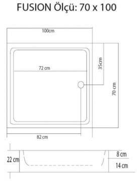 S'tina Dikdörtgen Duş Teknesi Fusion 70x100 cm