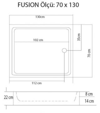 S'tina Dikdörtgen Duş Teknesi Fusion 70x130 cm