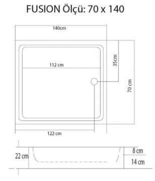 S'tina Dikdörtgen Duş Teknesi Fusion 70x140 cm