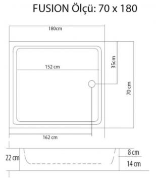 S'tina Dikdörtgen Duş Teknesi Fusion 70x180 cm