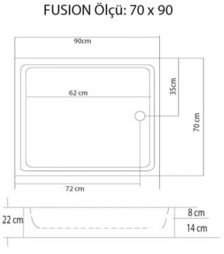 S'tina Dikdörtgen Duş Teknesi Fusion 70x90 cm