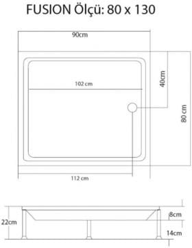 S'tina Dikdörtgen Duş Teknesi Fusion 80x130 cm