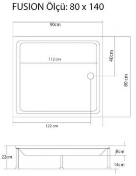 S'tina Dikdörtgen Duş Teknesi Fusion 80x140 cm