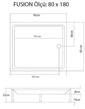 S'tina Dikdörtgen Duş Teknesi Fusion 80x180 cm