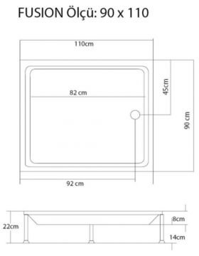 S'tina Dikdörtgen Duş Teknesi Fusion 90x110 cm