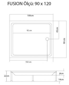 S'tina Dikdörtgen Duş Teknesi Fusion 90x120 cm