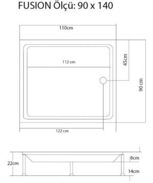 S'tina Dikdörtgen Duş Teknesi Fusion 90x140 cm