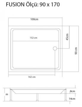 S'tina Dikdörtgen Duş Teknesi Fusion 90x170 cm