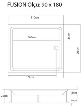 S'tina Dikdörtgen Duş Teknesi Fusion 90x180 cm