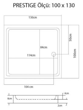 S'tina Flat Dikdörtgen Duş Teknesi Prestige 100x130 cm