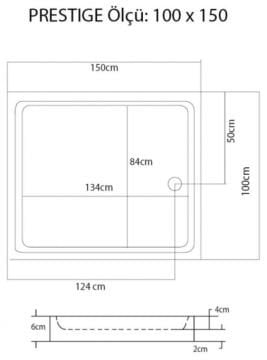 S'tina Flat Dikdörtgen Duş Teknesi Prestige 100x150 cm