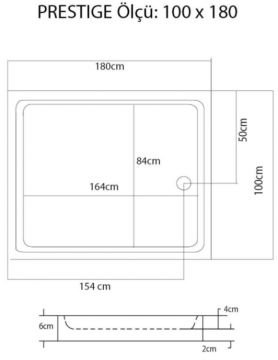 S'tina Flat Dikdörtgen Duş Teknesi Prestige 100x180 cm