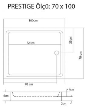 S'tina Flat Dikdörtgen Duş Teknesi Prestige 70x100 cm