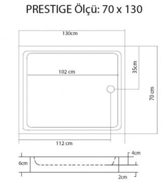S'tina Flat Dikdörtgen Duş Teknesi Prestige 70x140 cm