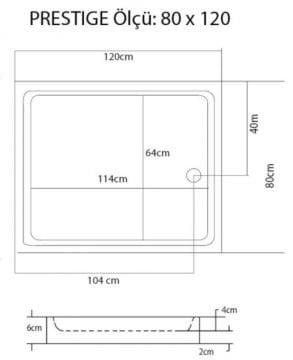 S'tina Flat Dikdörtgen Duş Teknesi Prestige 80x120 cm