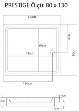 S'tina Flat Dikdörtgen Duş Teknesi Prestige 80x130 cm
