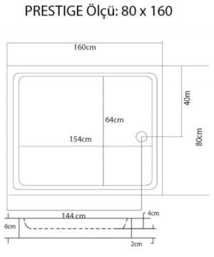 S'tina Flat Dikdörtgen Duş Teknesi Prestige 80x160 cm