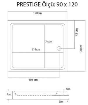 S'tina Flat Dikdörtgen Duş Teknesi Prestige 90x120 cm