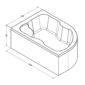 S'tina Oval Oturmalı Asimetrik Küvet / Jakuzi Tempo