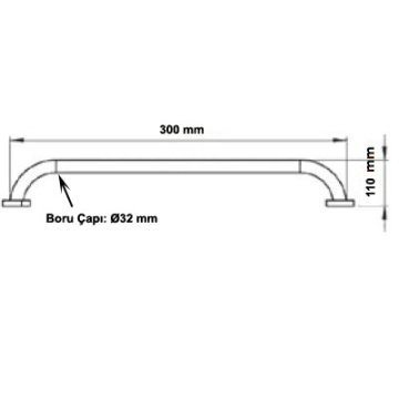 Engelli Tutunma Barı Mat Paslanmaz Ø32 mm 30 cm