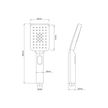 Fause El Duş Başlığı 3 Fonksiyonlu Kare KE122