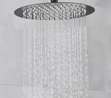 Fause Tepe Duş Başlığı Oval Slim 304 Metal Ø25 cm Siyah KTD106-B