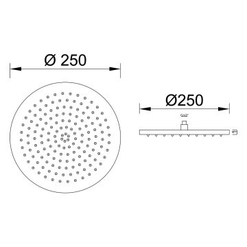 Fause Ankastre Duş Başlığı Borulu Oval Slim Metal Ø25 cm