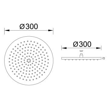 Fause Ankastre Duş Başlığı Borulu Oval Slim Metal Ø30 cm