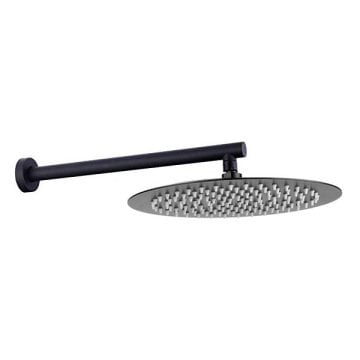 Fause Ankastre Duş Başlığı Borulu Oval Slim Metal Ø25 cm Siyah