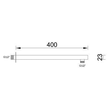 Fause Ankastre Duş Başlığı Borulu Kare Slim Metal 25x25 cm