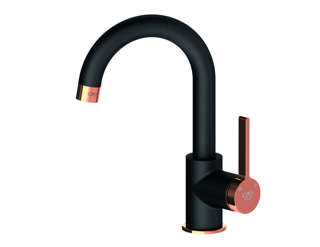 GPD Tek Gövde Lavabo Bataryası Gildo Siyah Rose MTL165-S-R