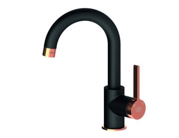 GPD Tek Gövde Lavabo Bataryası Gildo Siyah Rose MTL165-S-R