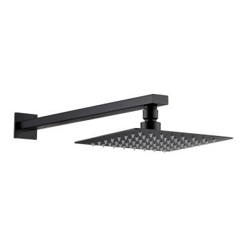 Fause Ankastre Duş Başlığı Borulu Kare Slim Metal 25x25 cm Siyah