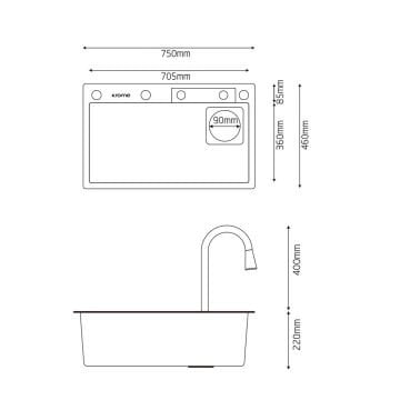 Krome Teknolojik Akıllı Eviye Seti Kombine Basic Saten KRM1010-BR