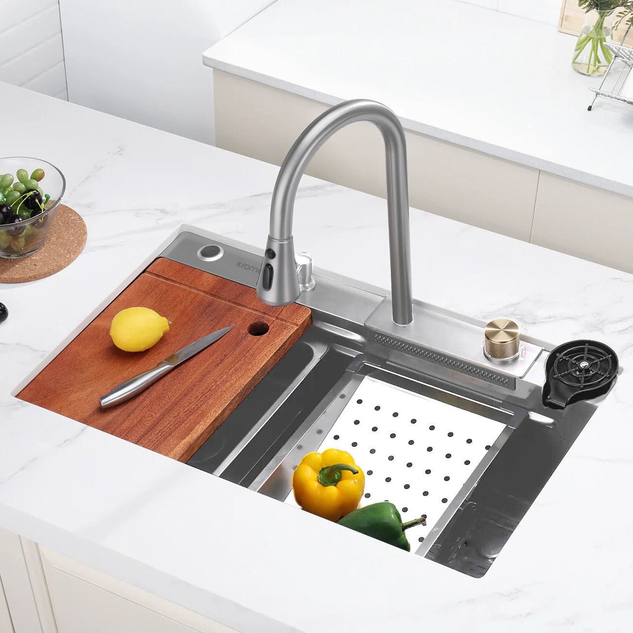 Krome Teknolojik Akıllı Eviye Seti Kombine Basic Saten KRM1010-BR
