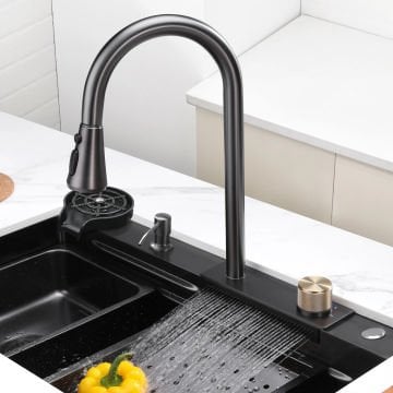 Krome Teknolojik Akıllı Eviye Seti Kombine Basic Nano Siyah KRM1010-BL