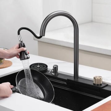 Krome Teknolojik Akıllı Eviye Seti Kombine Basic Nano Siyah KRM1010-BL