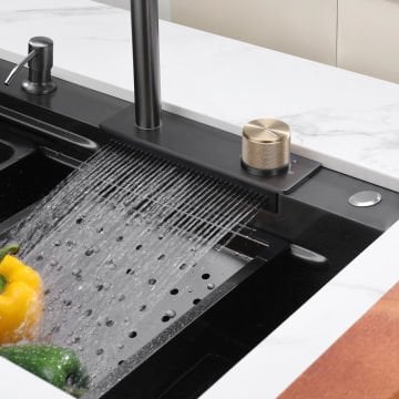 Krome Teknolojik Akıllı Eviye Seti Kombine Basic Nano Siyah KRM1010-BL